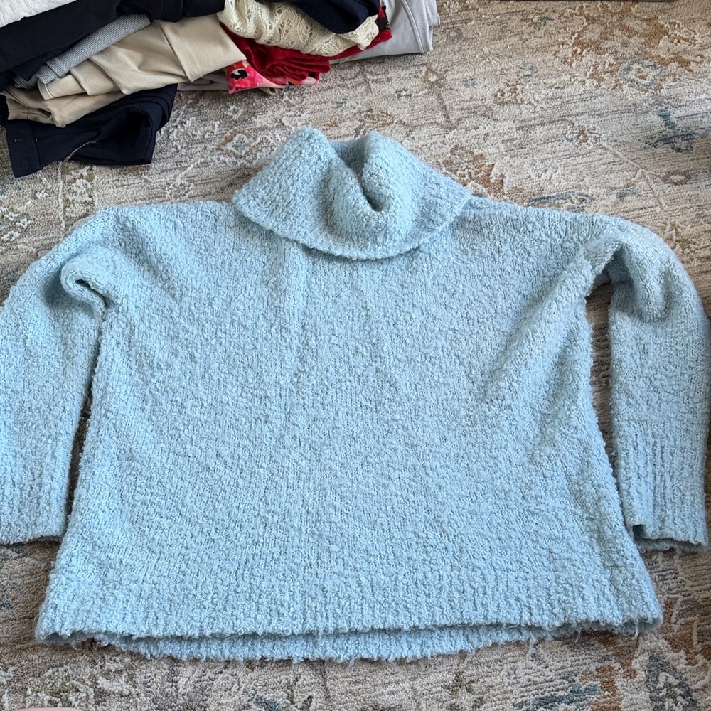 LOFT Light Blue Cowl Neck Sweater
